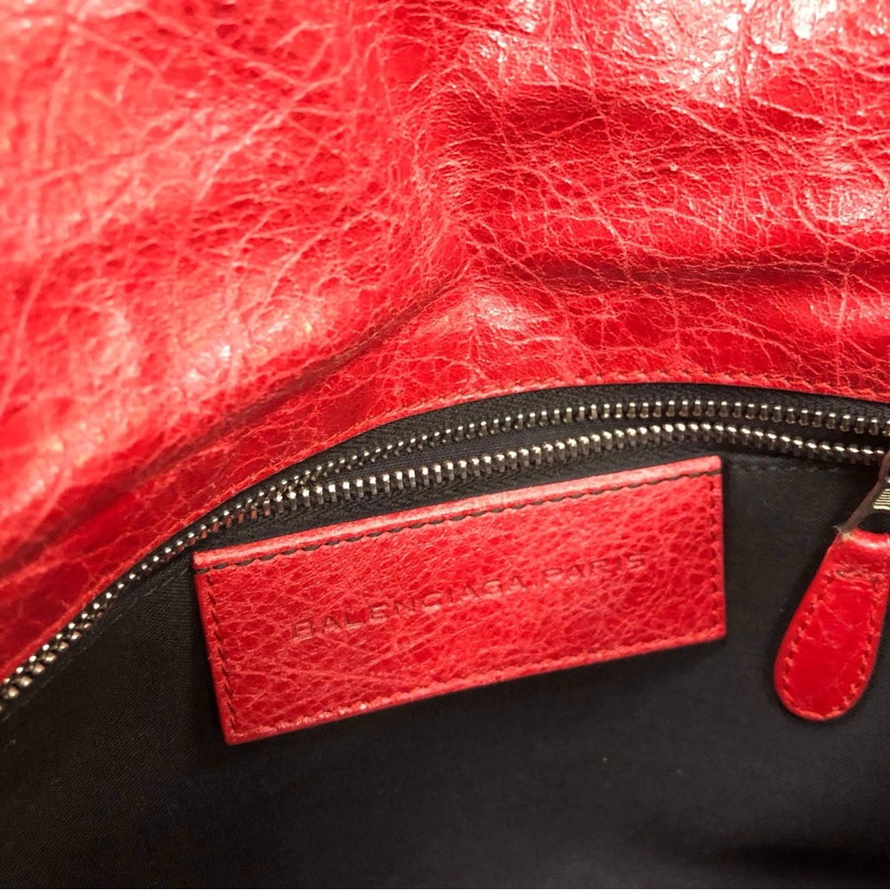 Balenciaga Rouge Cardinal Lambskin Leather Silver Envelope Clutch. - Picture 11 of 16